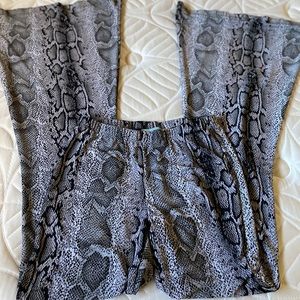 Boutique snakeskin bell pants size small